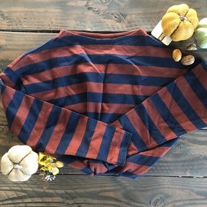 Dark orange and blue mock neck sweater